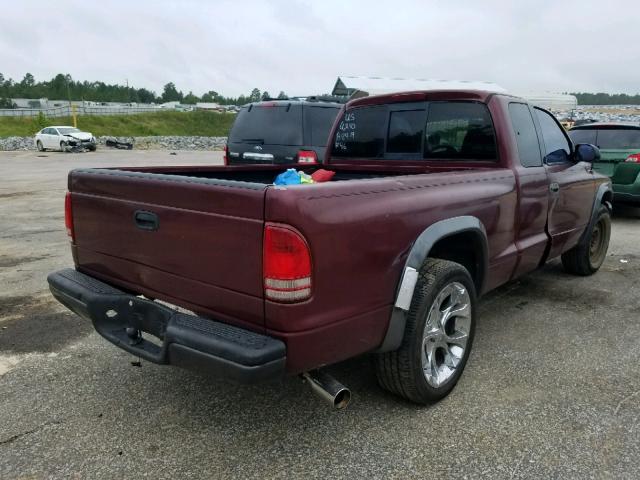 1B7GL12X82S720398 - 2002 DODGE DAKOTA BAS BURGUNDY photo 4