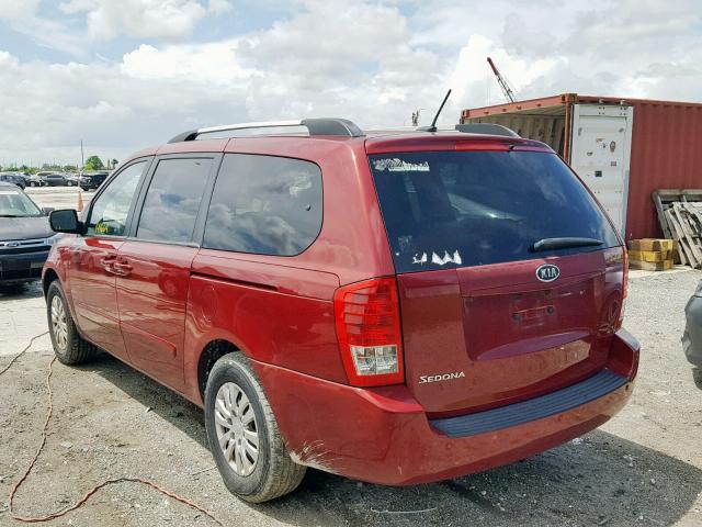 KNDMG4C74C6474712 - 2012 KIA SEDONA LX RED photo 3