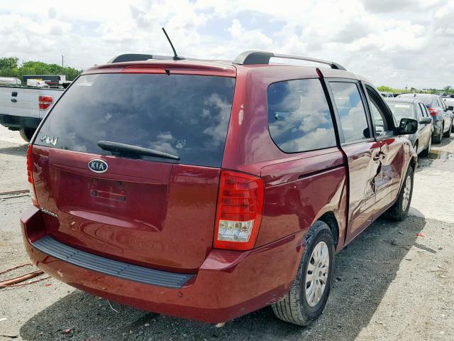 KNDMG4C74C6474712 - 2012 KIA SEDONA LX RED photo 4