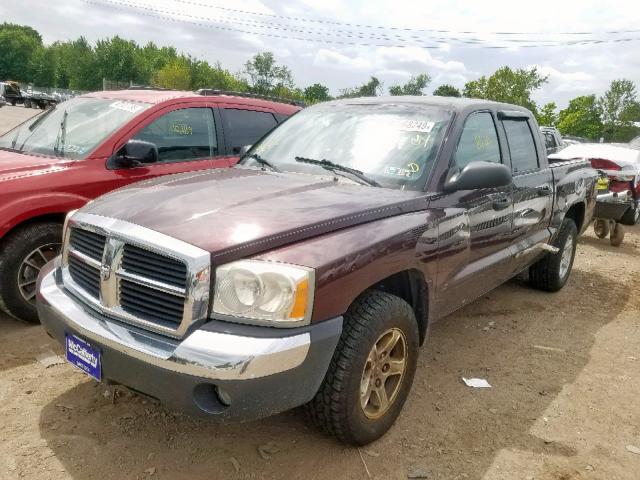 1D7HE48K35S177855 - 2005 DODGE DAKOTA QUA BURGUNDY photo 2