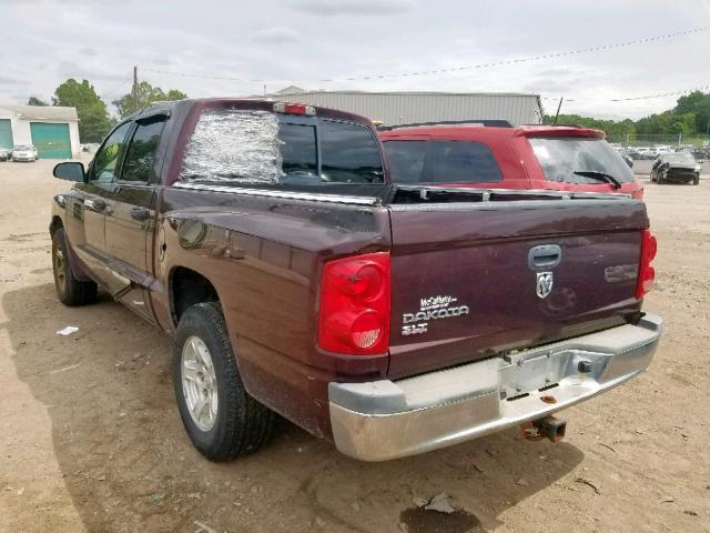 1D7HE48K35S177855 - 2005 DODGE DAKOTA QUA BURGUNDY photo 3