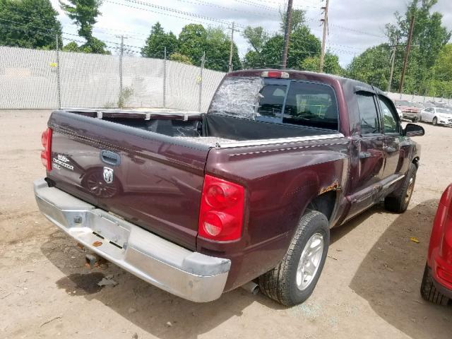 1D7HE48K35S177855 - 2005 DODGE DAKOTA QUA BURGUNDY photo 4