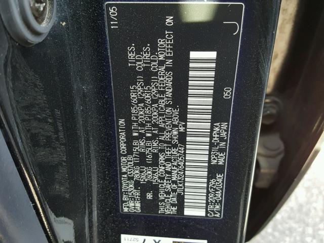 JTLKT324764057447 - 2006 TOYOTA SCION XB Қара фото 10