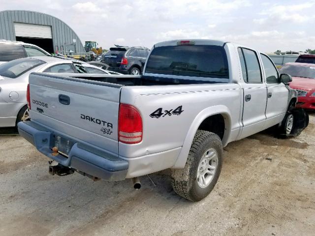 1D7HG38N44S770640 - 2004 DODGE DAKOTA QUA SILVER photo 4