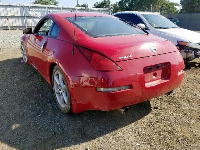 JN1AZ34E75M650934 - 2005 NISSAN 350Z COUPE RED photo 3