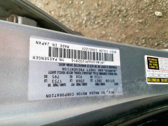 JM1BK32G691202816 - 2009 MAZDA 3 I SILVER photo 10