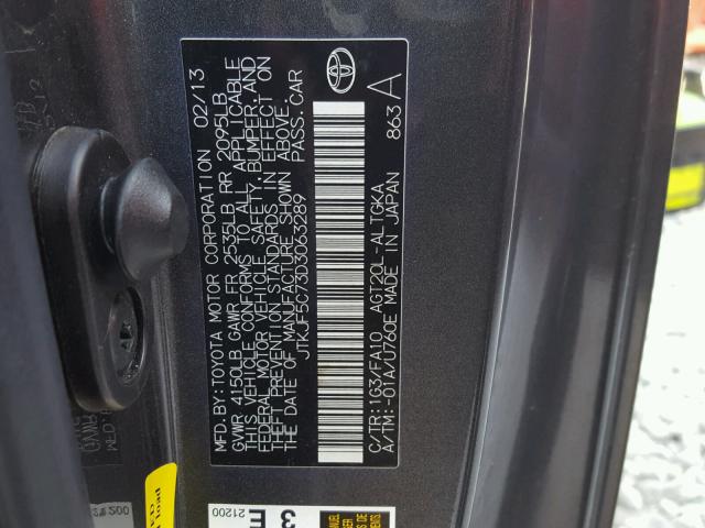 JTKJF5C73D3063289 - 2013 TOYOTA SCION TC Grafit foto 10