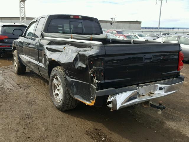 1D7HW42N55S254631 - 2005 DODGE DAKOTA SLT BLACK photo 3