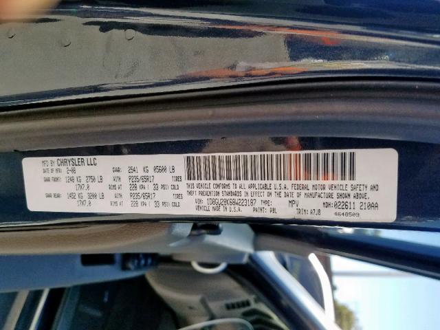 1D8GU28K68W223187 - 2008 DODGE NITRO SXT BLUE photo 10