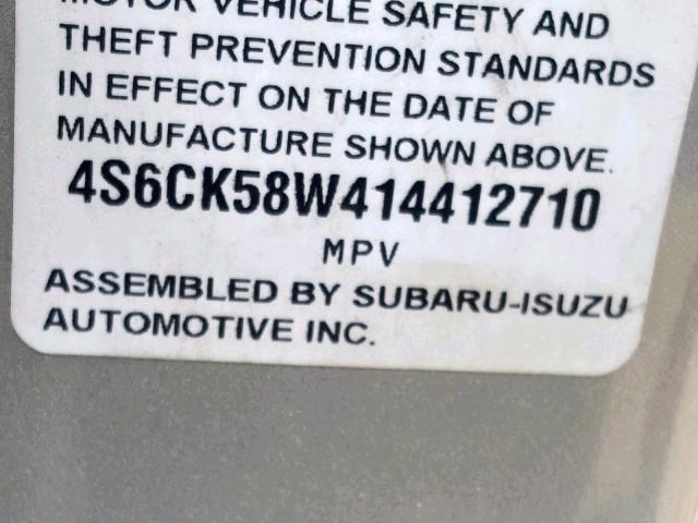 4S6CK58W414412710 - 2001 HONDA PASSPORT E 银色 照片 10