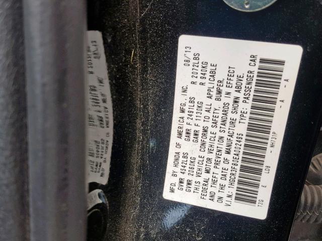 1HGCR3F80EA002495 - 2014 HONDA ACCORD EXL BLACK photo 10