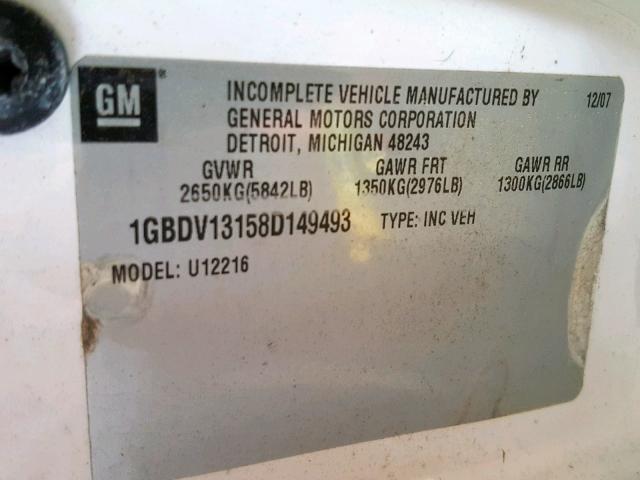 1GBDV13158D149493 - 2008 CHEVROLET UPLANDER I WHITE photo 10