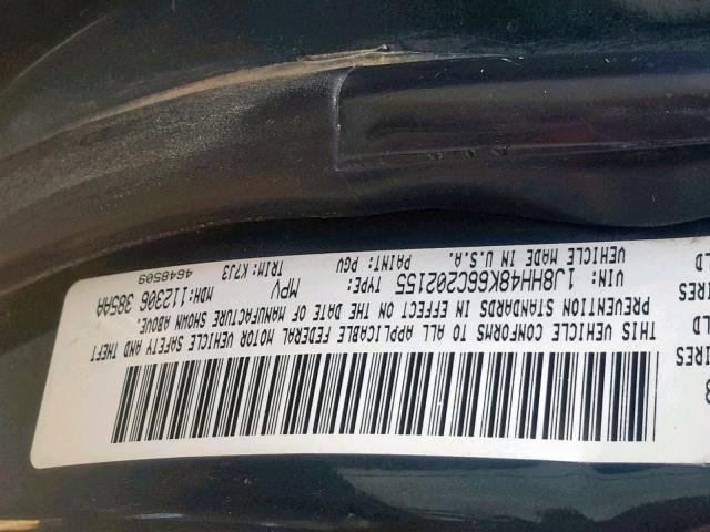 1J8HH48K66C202155 - 2006 JEEP COMMANDER მწვანე ფოტო 10