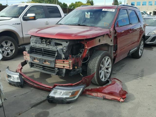 1FM5K8F8XHGB83739 - 2017 FORD EXPLORER L RED photo 2