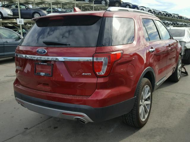 1FM5K8F8XHGB83739 - 2017 FORD EXPLORER L RED photo 4