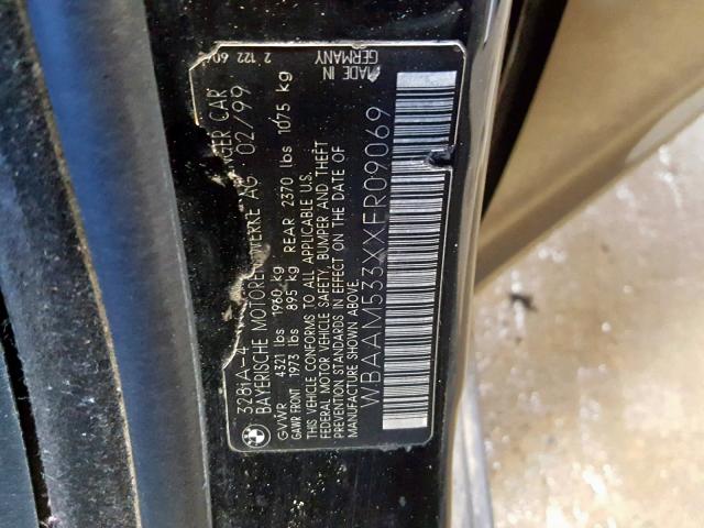 WBAAM533XXFR09069 - 1999 BMW 328 I AUTO BLUE photo 10