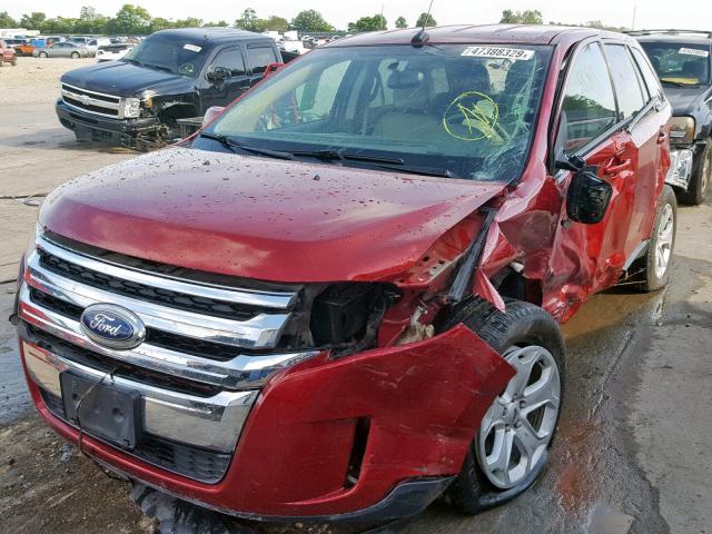 2FMDK3JC1EBB52330 - 2014 FORD EDGE SEL RED photo 2