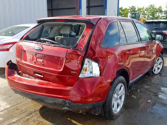 2FMDK3JC1EBB52330 - 2014 FORD EDGE SEL RED photo 4