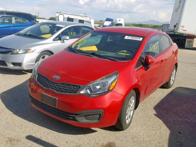 KNADM4A34D6231540 - 2013 KIA RIO LX RED photo 2