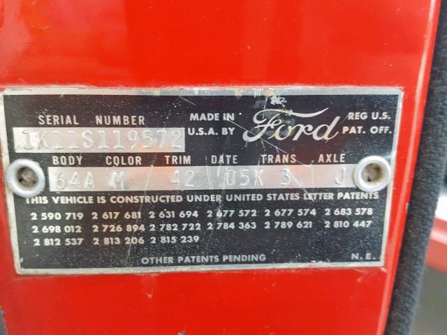 1K11S119572 - 1961 FORD FALCON RED photo 10