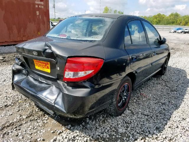 KNADC125746288607 - 2004 KIA RIO BLACK photo 4