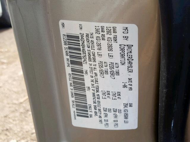 2A4GM48446R762421 - 2006 CHRYSLER PACIFICA GOLD photo 10