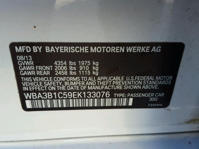 WBA3B1C59EK133076 - 2014 BMW 320 I WHITE photo 10