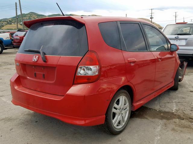 JHMGD38617S056992 - 2007 HONDA FIT S RED photo 4