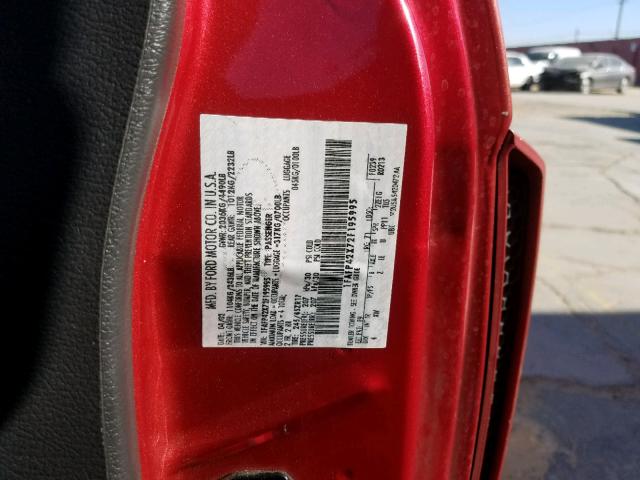 1FAFP42X72F195995 - 2002 FORD MUSTANG GT RED photo 10