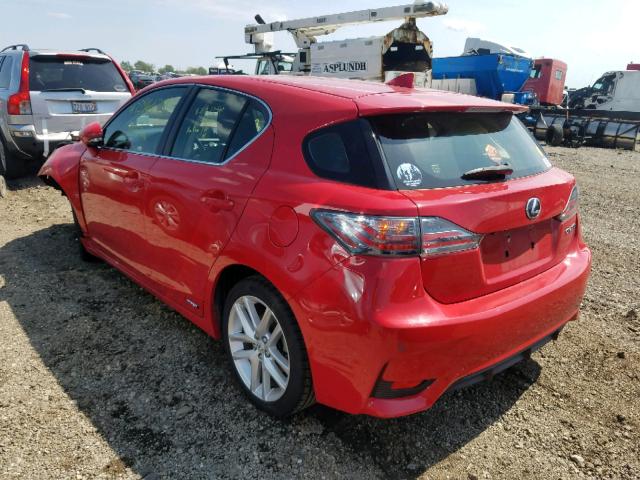 JTHKD5BH8E2192257 - 2014 LEXUS CT 200 RED photo 3