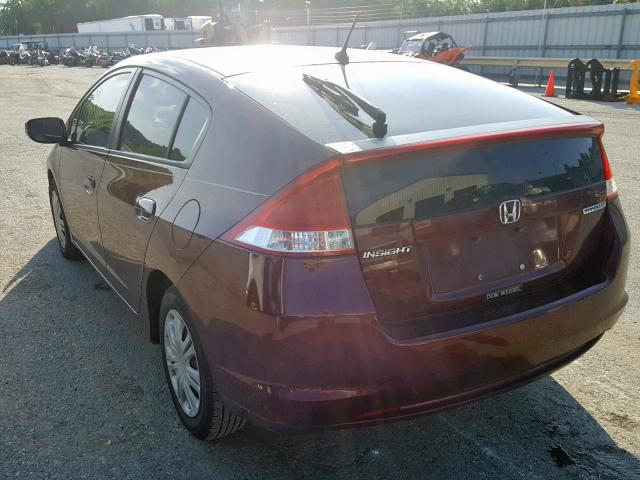 JHMZE2H5XBS005524 - 2011 HONDA INSIGHT LX BURGUNDY photo 3