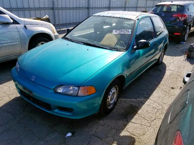 2HGEH2464PH507175 - 1993 HONDA CIVIC DX GREEN photo 2