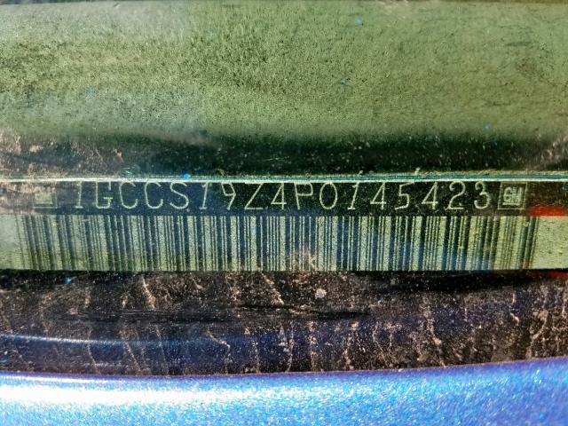 1GCCS19Z4P0145423 - 1993 CHEVROLET S TRUCK S1 BLUE photo 10