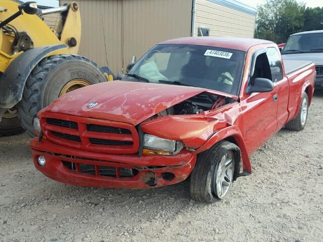 1B7GL22Z5XS300970 - 1999 DODGE DAKOTA RED photo 2