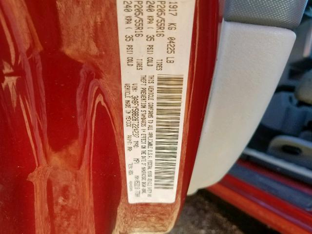 3A8FY58B28T224237 - 2008 CHRYSLER PT CRUISER RED photo 10