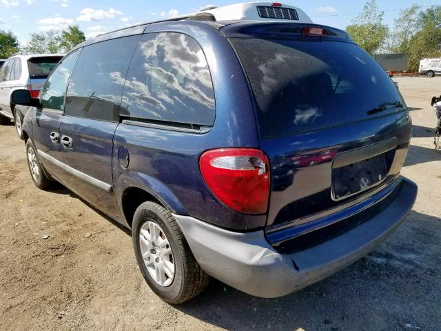 1D4GP25R55B187652 - 2005 DODGE CARAVAN SE BLUE photo 3