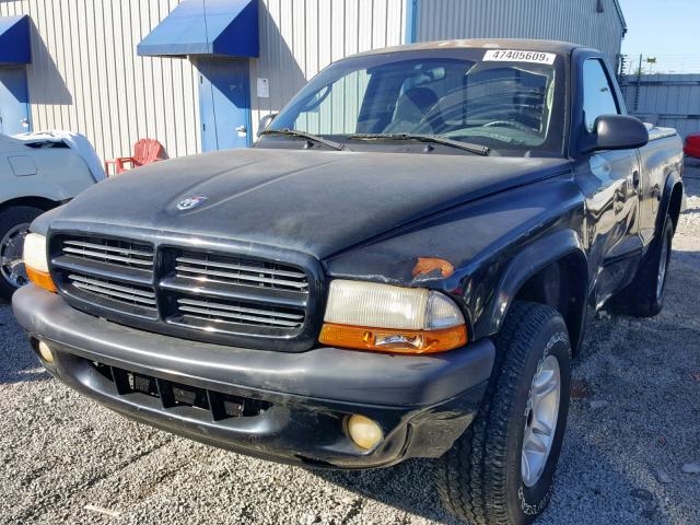 1B7GG26X71S168458 - 2001 DODGE DAKOTA BLACK photo 2