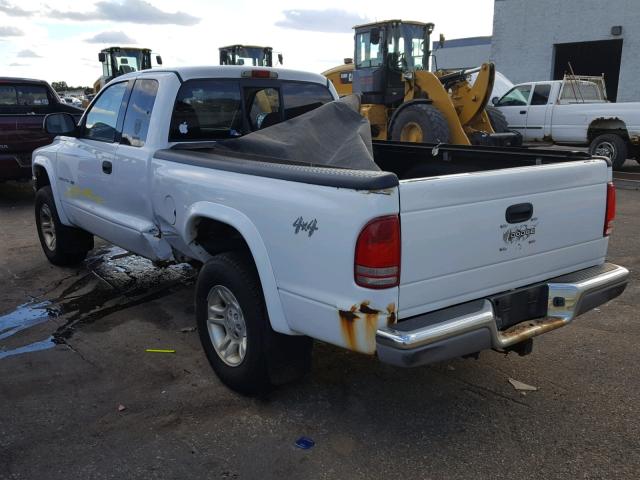 1B7GG22N61S330035 - 2001 DODGE DAKOTA WHITE photo 3