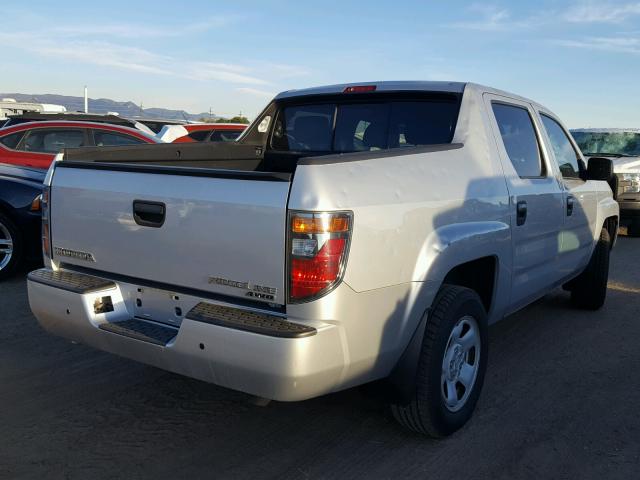 2HJYK16267H540045 - 2007 HONDA RIDGELINE SILVER photo 4