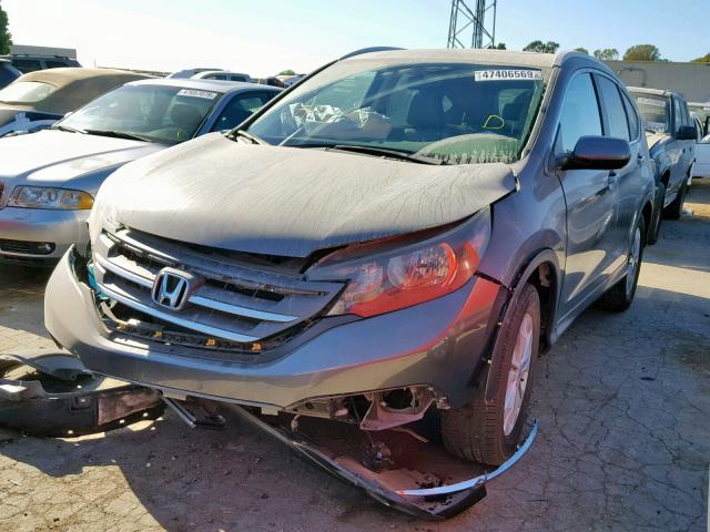 2HKRM4H7XEH633460 - 2014 HONDA CR-V EXL GRAY photo 2