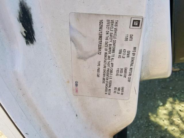 1G2WJ12M2TF226172 - 1996 PONTIAC GRAND PRIX Ақ фото 10