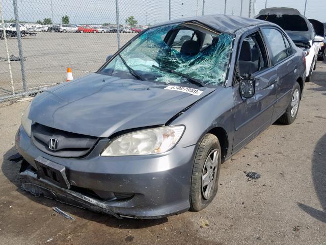 1HGES16305L003527 - 2005 HONDA CIVIC DX V GRAY photo 2