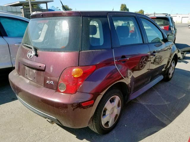 JTKKT624740049116 - 2004 TOYOTA SCION XA MAROON photo 4