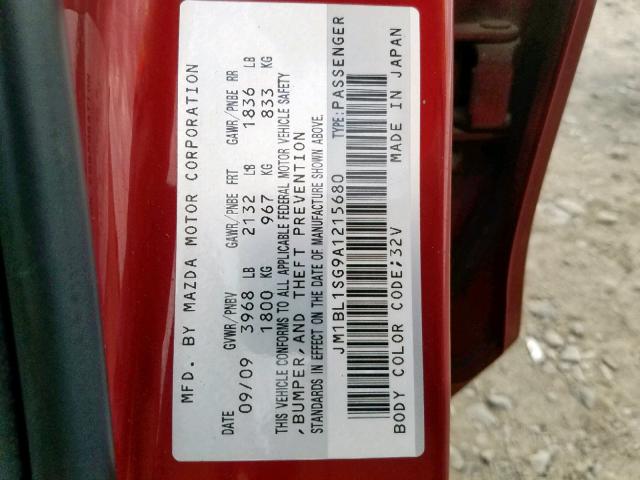 JM1BL1SG9A1215680 - 2010 MAZDA 3 I RED photo 10