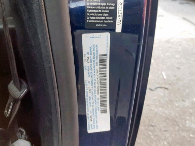 3VWCD21Y53M317403 - 2003 VOLKSWAGEN NEW BEETLE ლურჯი ფოტო 10