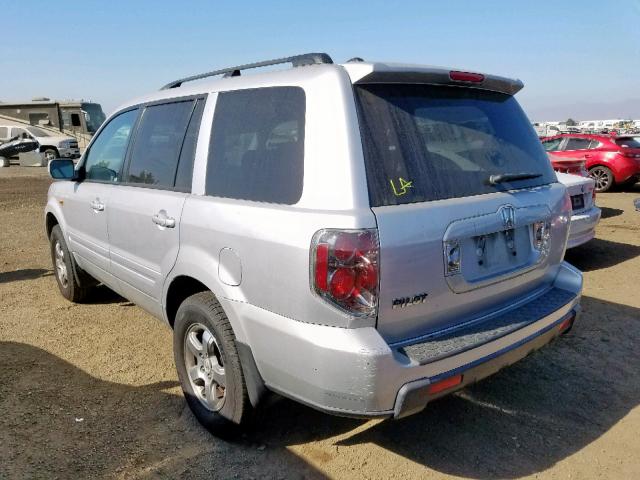 5FNYF28398B001902 - 2008 HONDA PILOT SE SILVER photo 3