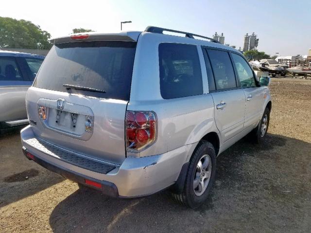 5FNYF28398B001902 - 2008 HONDA PILOT SE SILVER photo 4