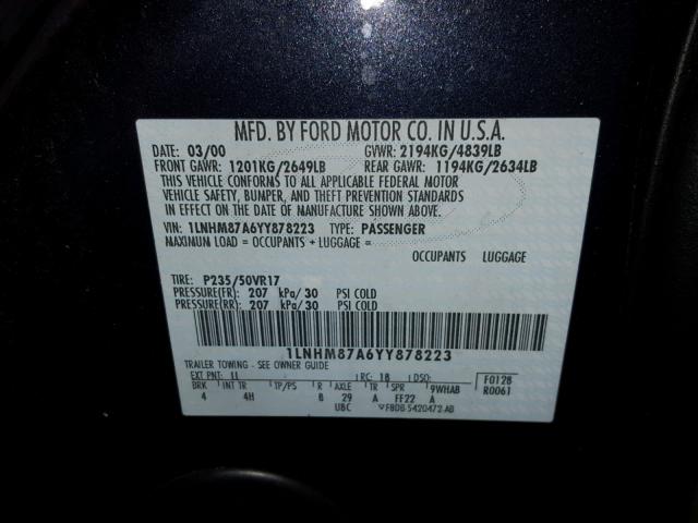 1LNHM87A6YY878223 - 2000 LINCOLN LS BLUE photo 10