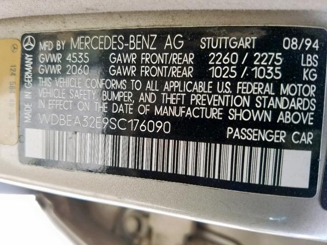 WDBEA32E9SC176090 - 1995 MERCEDES-BENZ E 320 BASE BEIGE photo 10