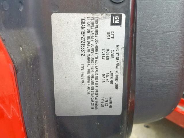 1G8AN15F27Z153312 - 2007 SATURN ION LEVEL RED photo 10